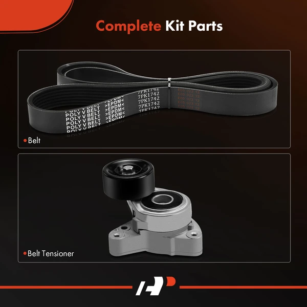 2 Pcs Serpentine Belt Drive Component Kit for Honda CR-V 2010-2011 L4 2.4L