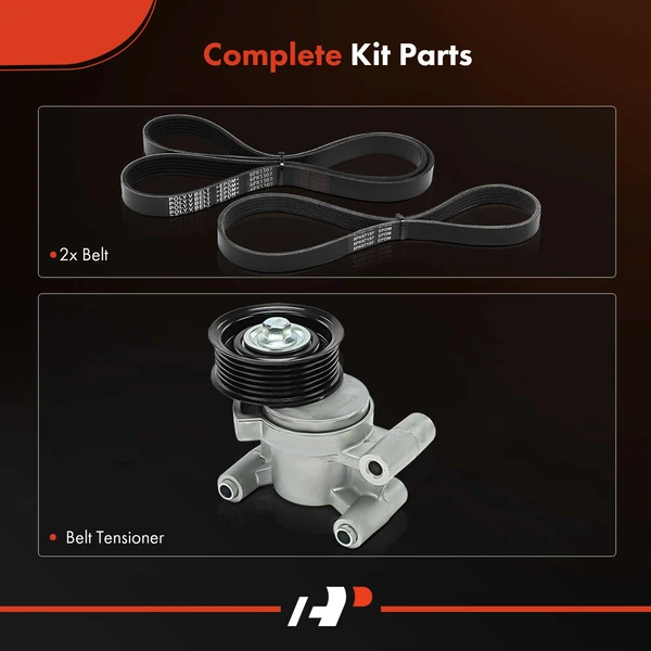3 Pcs Serpentine Belt Drive Component Kit for Mazda 3 04-09 3 Sport 09 2.0L