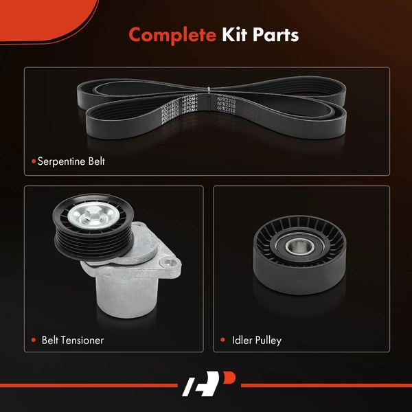 3 Pcs Serpentine Belt Drive Component Kit for Ford Focus 2007 Transit Connect 2.0L