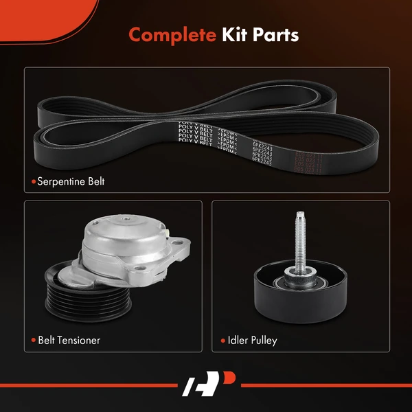 3 Pcs Serpentine Belt Drive Component Kit for Mazda MX-5 Miata 2006-2008 L4 2.0L
