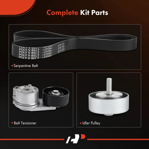 3 Pcs Serpentine Belt Drive Component Kit for Cadillac STS V6 3.6L