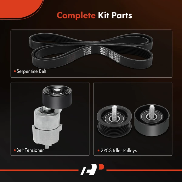 4 Pcs Serpentine Belt Drive Component Kit for Hyundai Sonata Santa Fe Sport Kia