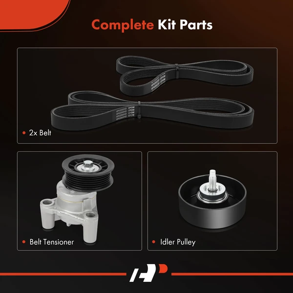 4 Pcs Serpentine Belt Drive Component Kit for Chevy Silverado 2500 HD Suburban