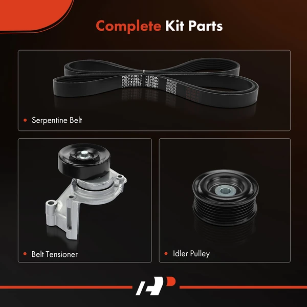 3 Pcs Serpentine Belt Drive Component Kit for Lexus SC400 1992-1997 V8 4.0L Gas