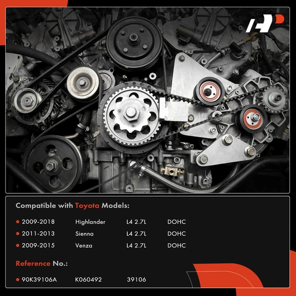 2 Pcs Serpentine Belt Drive Component Kit for Toyota Highlander Sienna Venza 2.7L