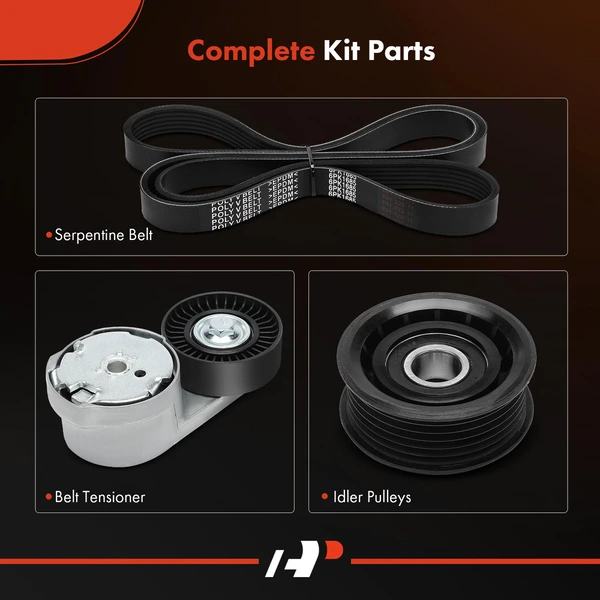 3 Pcs Serpentine Belt Drive Component Kit for Jeep Grand Cherokee WK Dodge