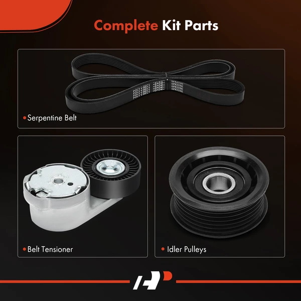 3 Pcs Serpentine Belt Drive Component Kit for Ram ProMaster 1500 2014-2018