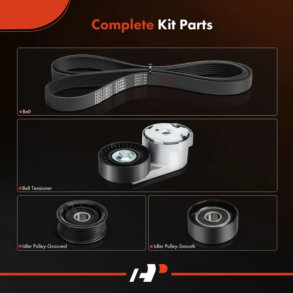 4 Pcs Serpentine Belt Drive Component Kit for Ram ProMaster 1500 2500 3500 2014-2023