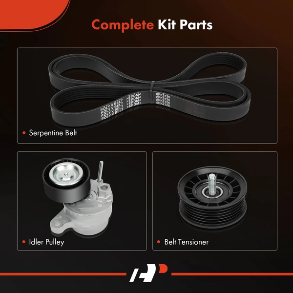 3 Pcs Serpentine Belt Drive Component Kit for Mercedes-Benz C400 C43 AMG C450