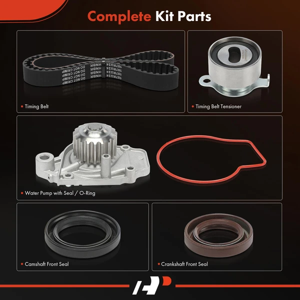 5 Pcs Timing Belt Kit with Water Pump for Honda CRX Civic 1988-1991 L4 1.6L GAS