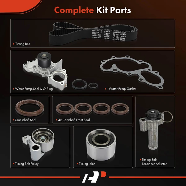 10 Pcs Timing Belt Kit with Water Pump for Toyota Camry 1988-1991 Lexus ES250 V6 2.5L