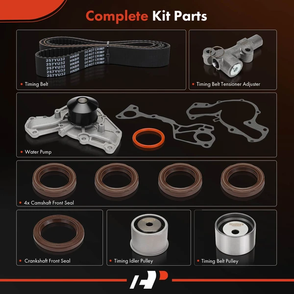 10 Pcs Timing Belt Kit with Water Pump for Dodge Stealth 91-96 Mitsubishi 3000GT