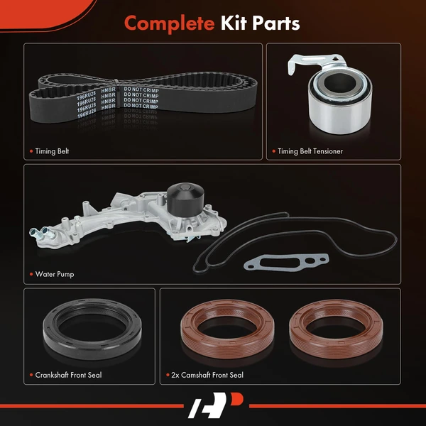 6 Pcs Timing Belt Kit & Water Pump with Gasket for Acura Legend 1991-1995 V6 3.2L