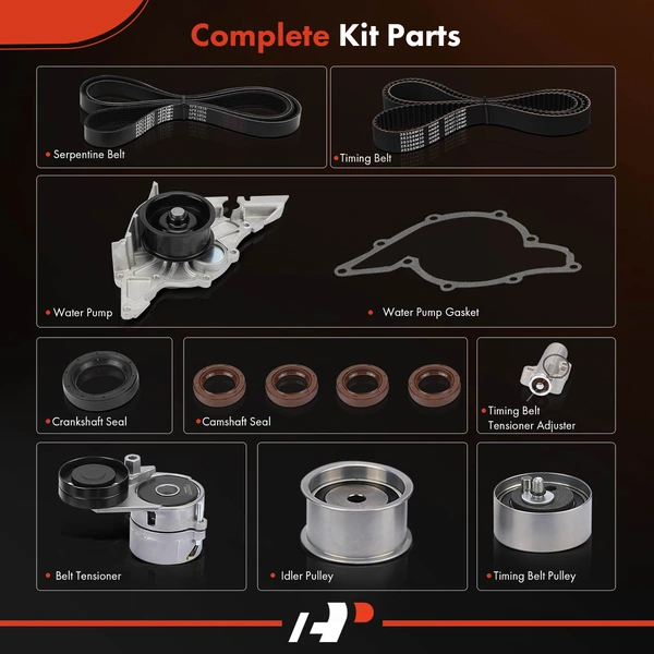 One Set Timing Belt Kit with Water Pump for Audi A6 Quattro 00-04 Allroad Quattro