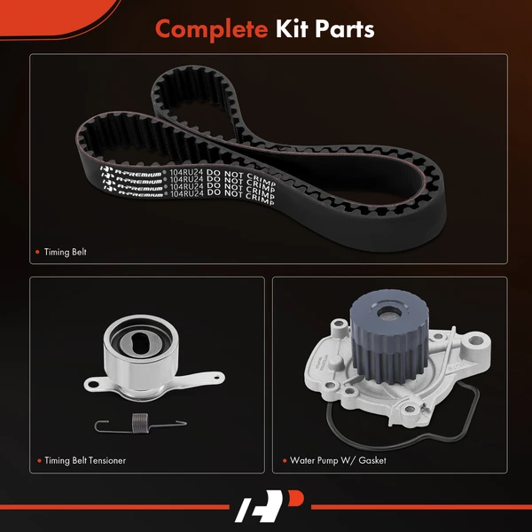 Timing Belt Kit & Water Pump for Honda Civic 1996-2000 Civic del Sol L4 1.6L