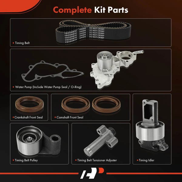 A-Premium APTBK537 Timing Belt + Water Pump (Include Water Pump Seal / O-Ring) + Front Seal