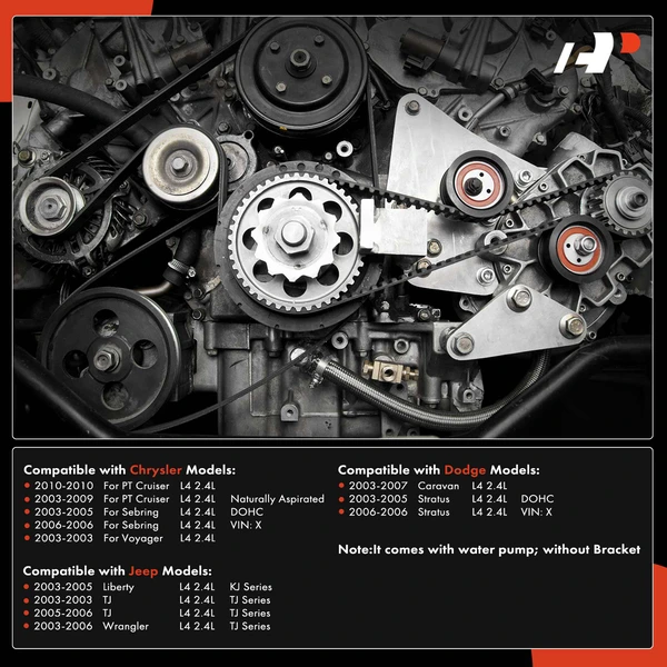 7 Pcs Timing Belt Kit & Water Pump for Jeep TJ Wrangler Liberty Chrysler Sebring