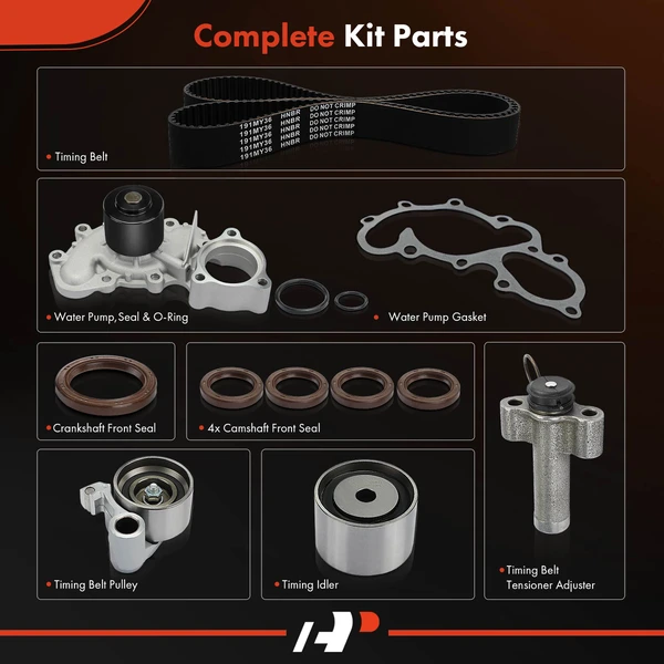 10 Pcs Timing Belt Kit with Water Pump for Toyota Tacoma 95-04 Tundra 00-04 V6 3.4L
