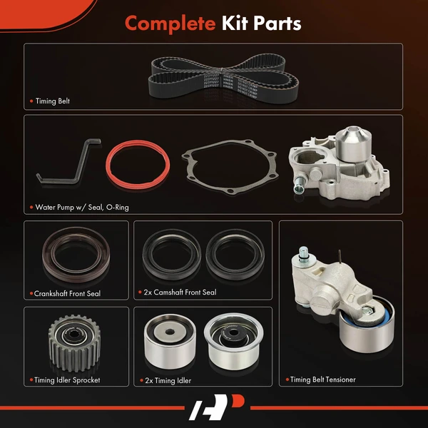 9 Pcs Timing Belt Kit & Water Pump for Subaru Legacy Outback 2010-2012 H4 2.5L