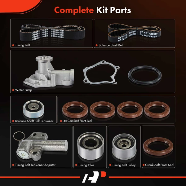 12 Pcs Timing Belt Kit for Hyundai Santa Fe 01-06 Hyundai Sonata Kia Optima