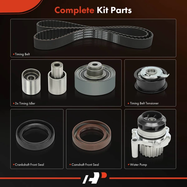8 Pcs Timing Belt Kit with Water Pump for Volkswagen Golf 99-04 Beetle Jetta