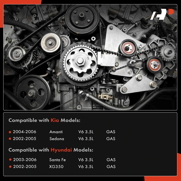 10 Pcs Timing Belt Kit with Water Pump for Hyundai Santa Fe XG350 Kia Amanti Sedona