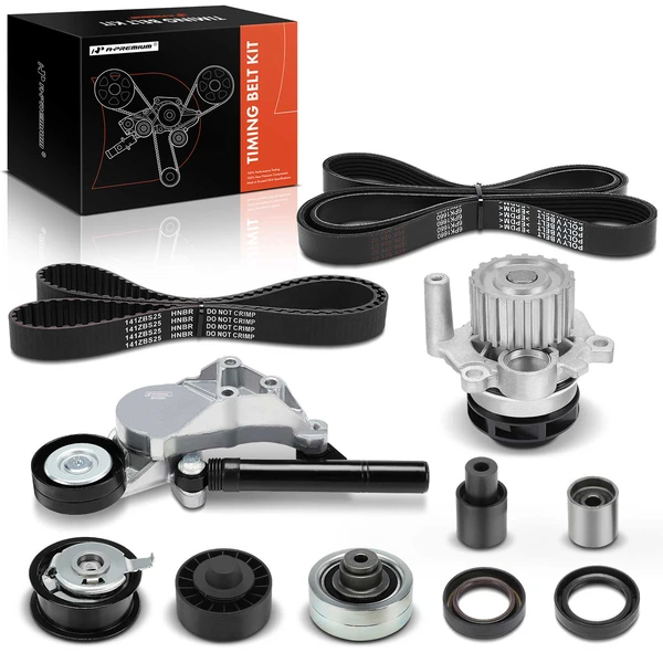 10 Pcs Timing Belt Kit with Water Pump for Volkswagen Jetta Golf Beetle 99-03 L4 1.9L