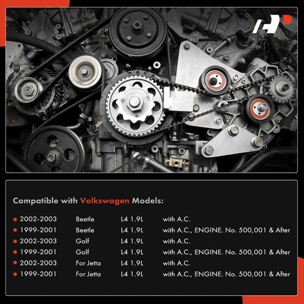 10 Pcs Timing Belt Kit with Water Pump for Volkswagen Jetta Golf Beetle 99-03 L4 1.9L