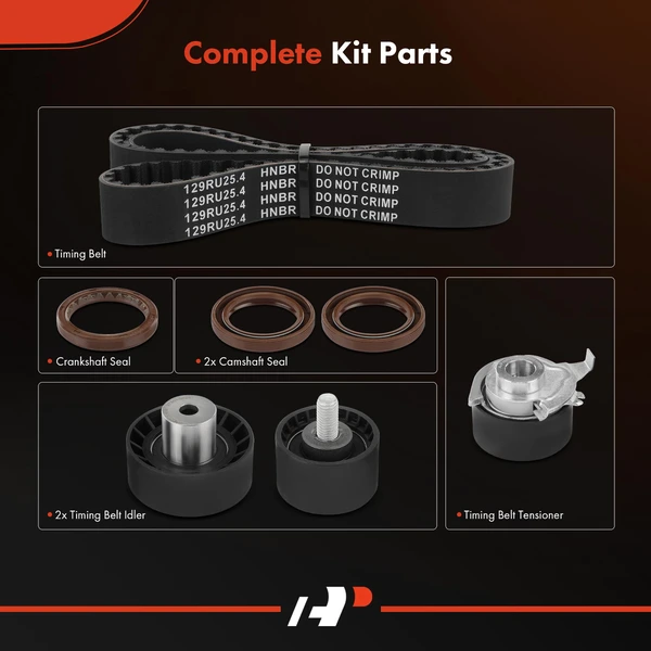 7 Pcs Timing Belt Kit for Ford Escort Contour 98-99 Mercury Cougar Mystique 2.0L