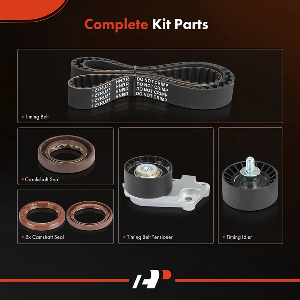 6 Pcs Timing Belt Kit for Daewoo Lanos L4 1.6L GAS DOHC Naturally Aspirated