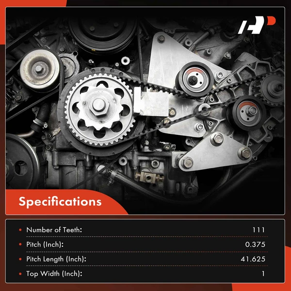 Engine Timing Belt for Hyundai Elantra 1996-1998 Tiburon 1997 L4 1.8L 111 Tooth