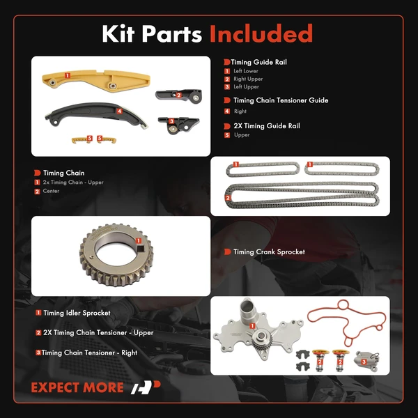 14 Pcs Engine Timing Chain Kit for Ford F-150 Mustang Police Interceptor Utility