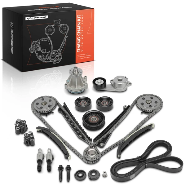 19 Pcs Timing Chain and Drive Belt Kit with Water Pump for 2005-2006 2009-2014 Ford Expedition