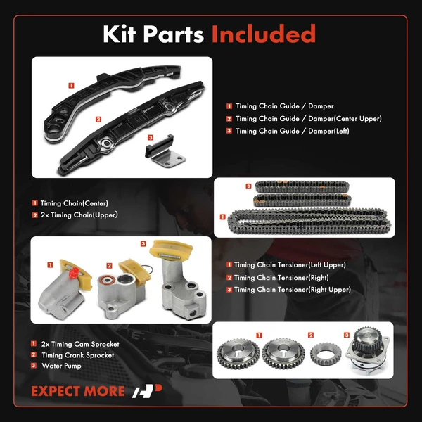 13 Pcs Engine Timing Chain Kit for Nissan Altima 2007-2014 INFINITI QX60 JX35 3.5L