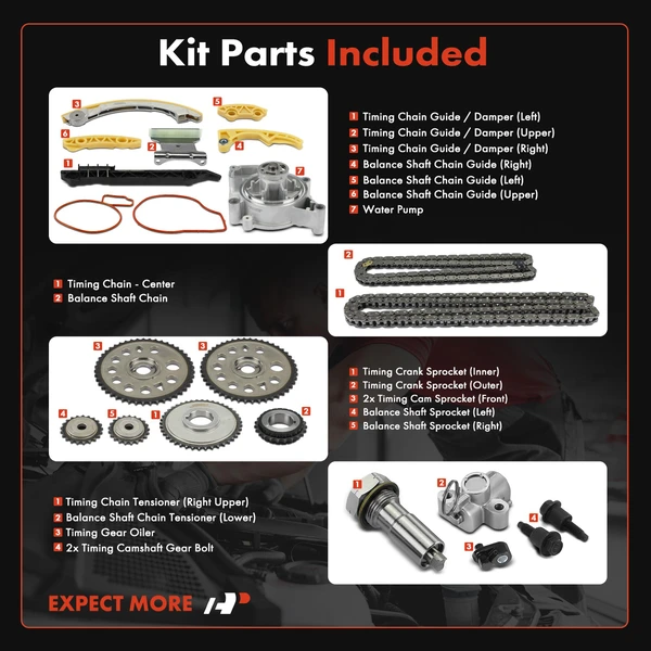 20 Pcs Engine Timing Chain Kit for Chevy Cobalt Malibu Pontiac Pursuit Saturn Olds.