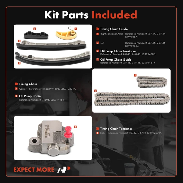 7 Pcs Engine Timing Chain Kit for Mazda 3 2007-2013 6 2006-2007 CX-7 2007-2012