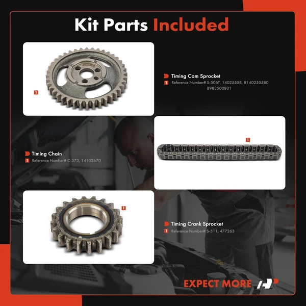 3 Pcs Engine Timing Chain Kit for Jeep Wagoneer Chevrolet Camaro GMC Olds Buick