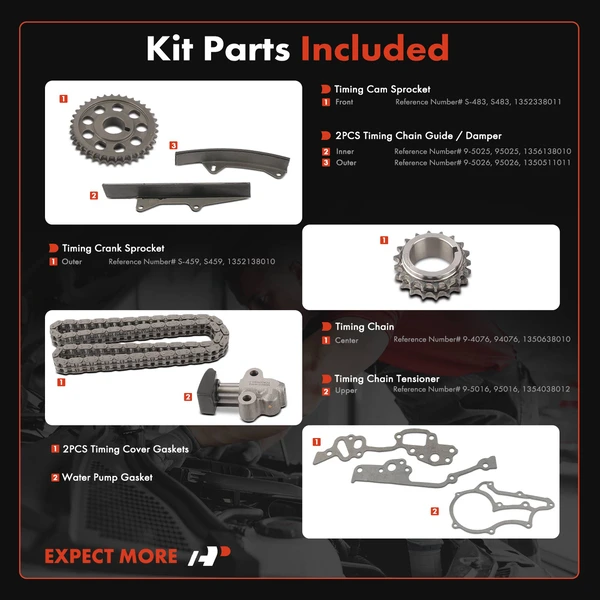 9 Pcs Engine Timing Chain Kit for Toyota Celica Corona Pickup 1975-1982