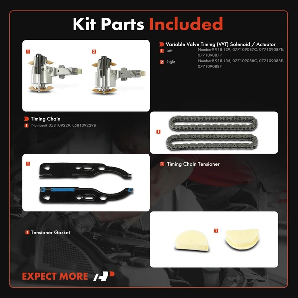 8 Pcs Engine Timing Chain Kit for Audi A6 Quattro 2000-2004 A8 Quattro VW