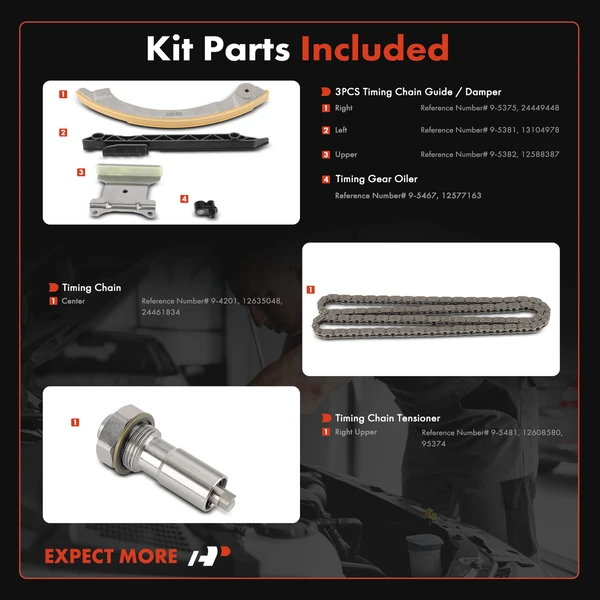 6 Pcs Engine Timing Chain Kit for Chevy Equinox Impala Malibu Olds Pontiac GMC