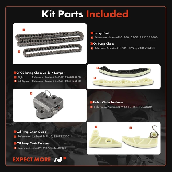 7 Pcs Engine Timing Chain Kit for Hyundai Genesis Coupe 2010-2012 Kia Forte Koup