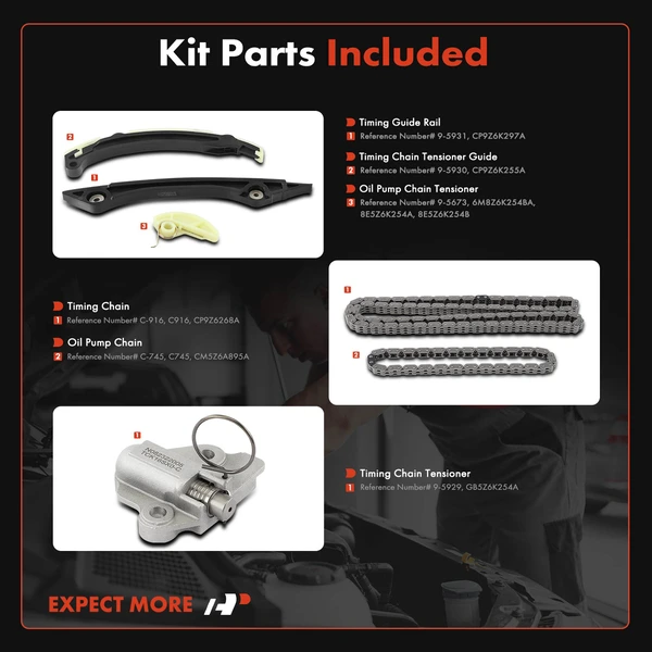 6 Pcs Engine Timing Chain Kit for Ford EcoSport 18-21 Transit Connect 19-20