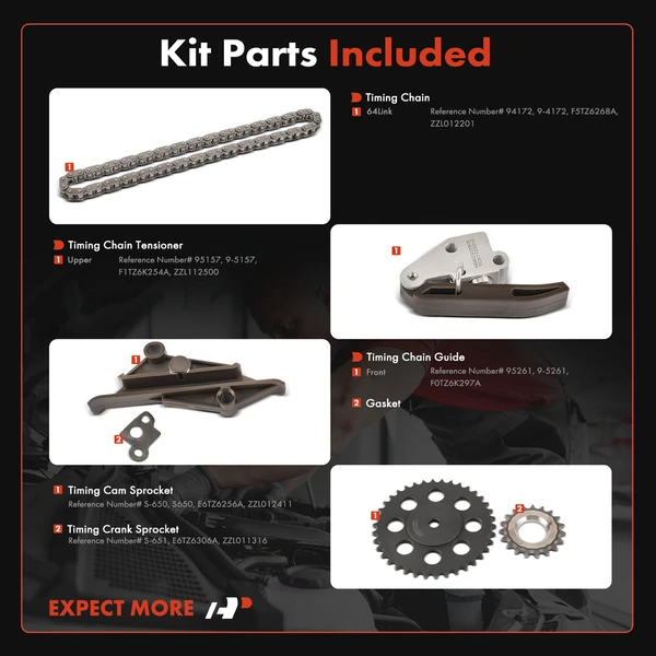 5 Pcs Engine Timing Chain Kit for Ford Explorer 1991-1994 Mazda B4000 1994