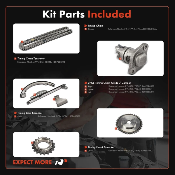 8 Pcs Engine Timing Chain Kit for Nissan Sentra 200SX INFINITI G20 L4 2.0L DOHC