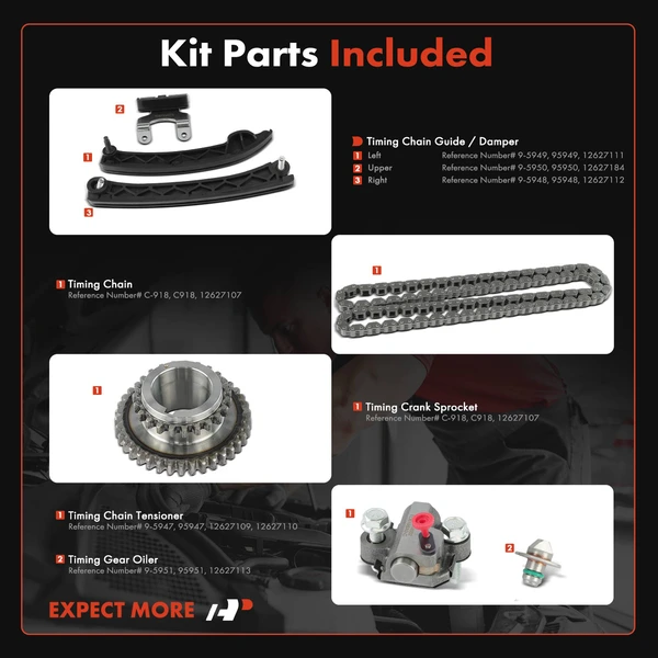 7 Pcs Engine Timing Chain Kit for Chevy Equinox Colorado Camaro GMC Canyon Buick