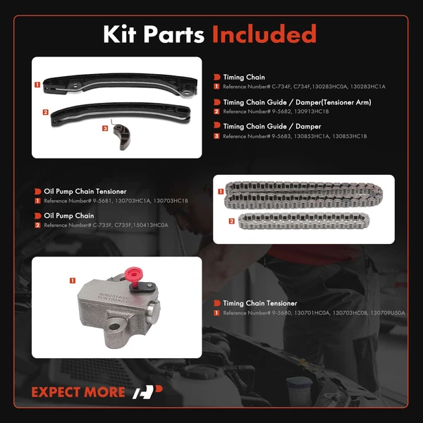 6 Pcs Engine Timing Chain Kit for Nissan Versa Versa Note 2015-2019 L4 1.6L DOHC