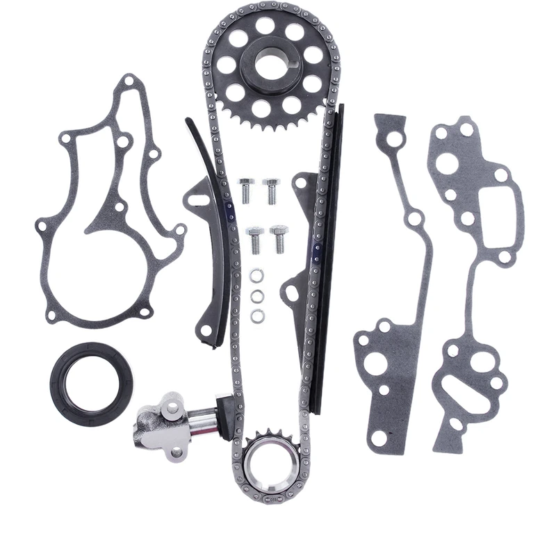 10 Pcs Engine Timing Chain Kit with 2 Metal Guides for 1992 Toyota Pickup