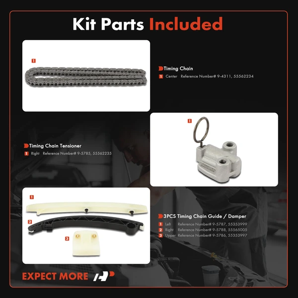 5 Pcs Engine Timing Chain Kit for Chevy Cruze Limited Sonic Trax Volt Cadillac