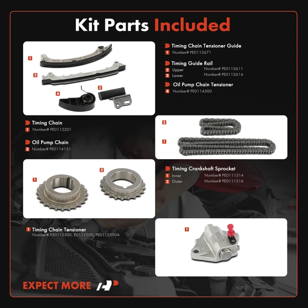 9 Pcs Engine Timing Chain Kit for Mazda 3 2012-2018 CX-3 2016-2018 CX-5 L4 2.0L