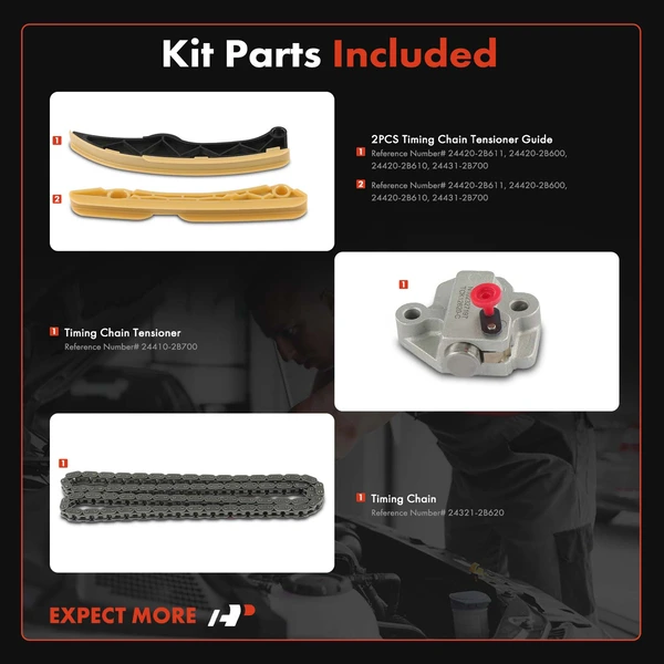 4 Pcs Engine Timing Chain Kit for Hyundai Accent 2012-2020 Kia Forte 2019-2020